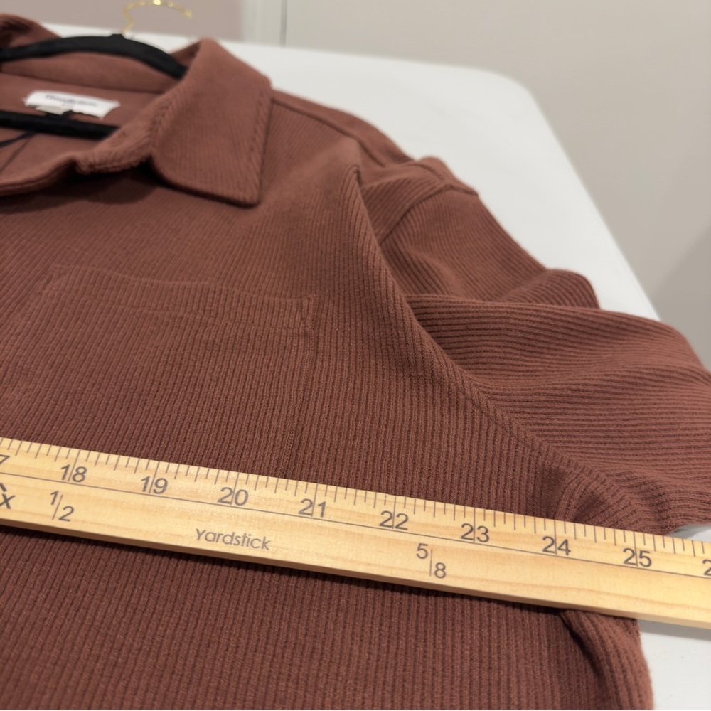 Good Fellow Chocolate Brown Shirt Jacket Men Size XL Preppy Ribbed Knit - Picture 13 of 14